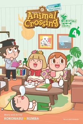Paperback of Animal Crossing: New Horizons Vol. 4 Deserted Island Diary by Viz Media, showing colorful cover art with island scenes.