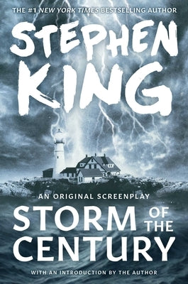 Paperback of Stephen King's "Storm of the Century" by Scribner Book Company, with a dark, stormy cover featuring a mysterious scene.