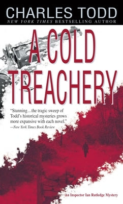 Mass market paperback of "A Cold Treachery" by Bantam, showing the book cover with dark, mysterious artwork.