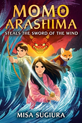Paperback copy of Momo Arashima Steals the Sword of the Wind by Yearling Books featuring the book cover with illustration and title text.