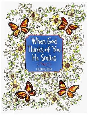 Paperback book titled "When God Thinks of You He Smiles" by Majestic Expressions, showing the cover with uplifting design.