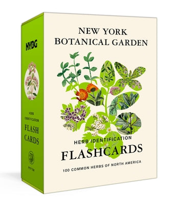 Set of New York Botanical Garden herb identification flashcards featuring 100 common North American herbs, with colorful plant images.