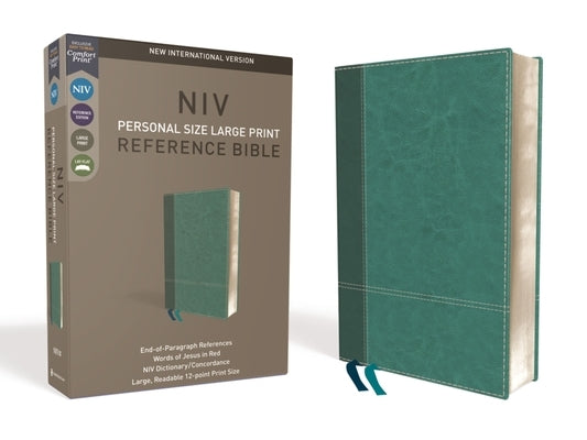 Zondervan NIV Personal Size Reference Bible in blue imitation leather, large print, red letter edition, comfort print design.