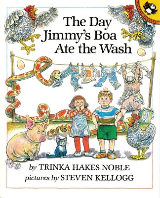 Paperback of The Day Jimmy's Boa Ate the Wash by Puffin Books, featuring colorful cover illustration with a boa constrictor and children.
