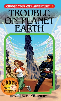 Choose Your Own Adventure Trouble on Planet Earth paperback book with colorful cover featuring space and environmental themes.