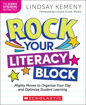 Paperback book titled "Rock Your Literacy Block" by Scholastic Professional, with colorful cover design for organizing literacy lessons.