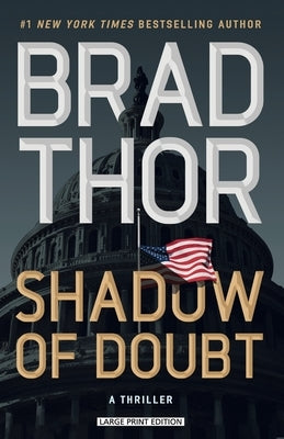 Large print paperback of Shadow of Doubt thriller with a dark, suspenseful cover featuring shadows and mysterious imagery.