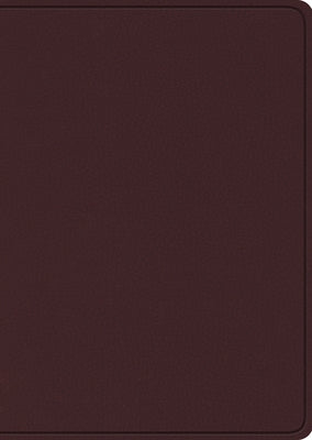 Large print ESV Study Bible by Crossway in burgundy leather cover, open to showcase detailed Bible pages and study notes.