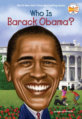 Paperback book titled "Who Is Barack Obama?" from Penguin Workshop featuring a cover image with a portrait of Barack Obama.