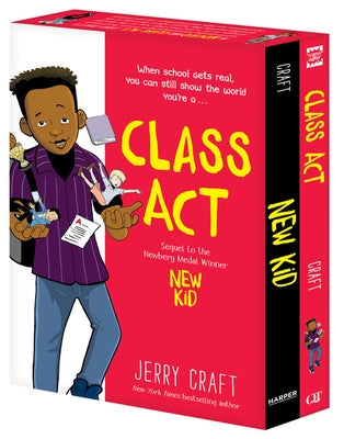 Paperback of "Kid and Class Act" box set by Quill Tree Books, featuring colorful cover art with book titles.