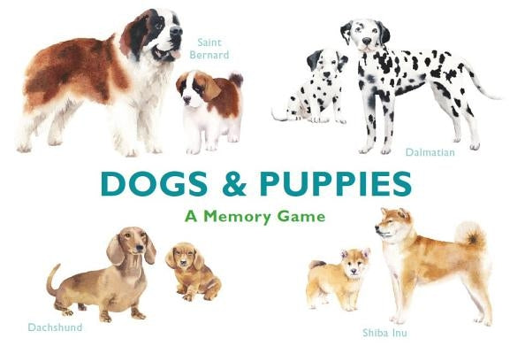 Dogs & Puppies memory game by Laurence King, featuring colorful cards with images of dogs and puppies for fun matching play.