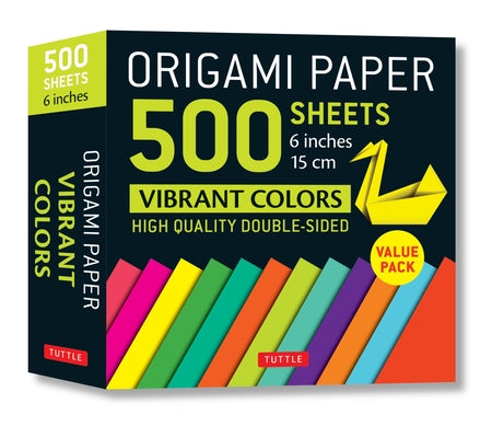 Vibrant double-sided origami paper sheets from Tuttle Publishing, featuring 12 colorful designs for creative folding projects.