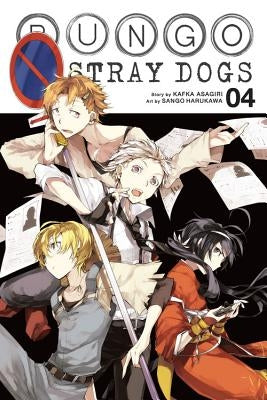 Paperback of Bungo Stray Dogs Volume 4 by Yen Press featuring a colorful cover with anime-style characters.