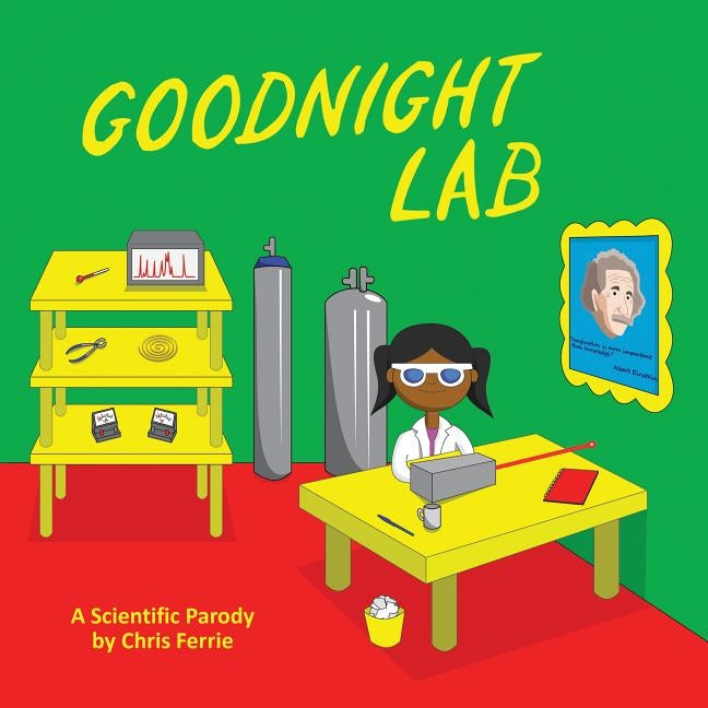 Open page of the Goodnight Lab scientific parody board book by Sourcebooks Explore, featuring colorful laboratory illustrations.