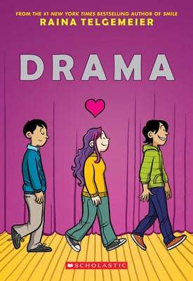 Paperback of Drama: A Graphic Novel by Graphix showing colorful illustrated cover with characters and title text.