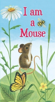 Open page of the "I Am a Mouse" board book by Golden Books, showing colorful illustrations of a cute mouse character.