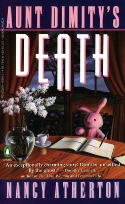 Mass market paperback of Aunt Dimity's Death by Penguin Books, featuring a cover with a cozy mystery illustration.