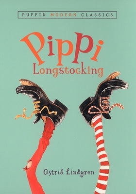 Paperback of Pippi Longstocking by Puffin Books from the Puffin Modern Classics series, featuring the book cover with colorful illustrations.