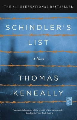 Paperback of Schindler's List by Atria Books, showing the book cover with black and white imagery and title text.