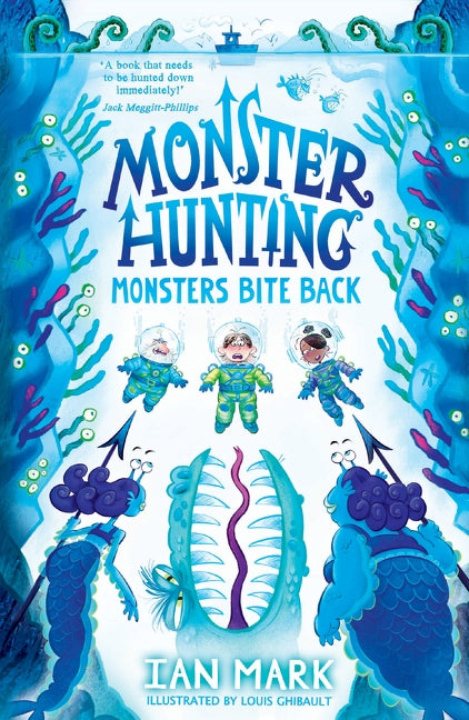 Paperback of Monsters Bite Back by Farshore, featuring colorful cover art with monster illustrations.