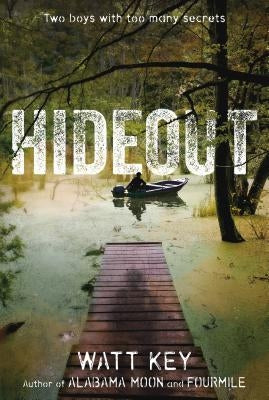 Square Fish paperback of "Hideout" with an open book showing colorful pages and a cozy reading scene.