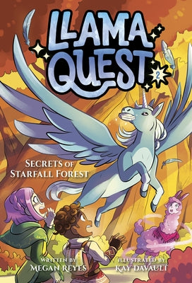 Paperback copy of Llama Quest #2: Secrets of Starfall Forest by Random House Books for Young Readers, showing the colorful cover illustration.