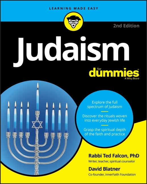 Paperback book titled "Judaism for Dummies" by For Dummies, with a cover featuring text and symbols related to Judaism.