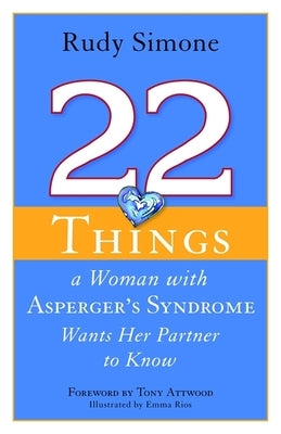 Paperback book titled "22 Things a Woman with Asperger's Syndrome Wants Her Partner to Know" by Jessica Kingsley Publishers.