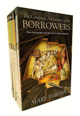Boxed set of five paperback books, The Complete Adventures of the Borrowers by Clarion Books, with colorful cover illustrations.