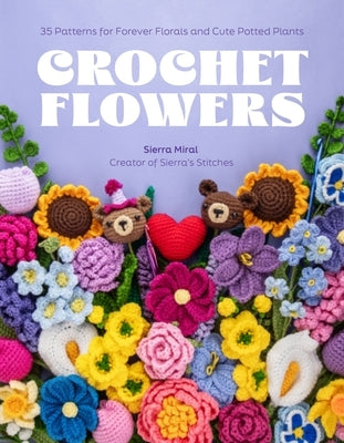 Paperback crochet flower patterns book showing colorful floral and potted plant crochet projects from Page Street Publishing.