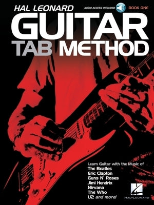 Hal Leonard Guitar Tab Method Book with CD, paperback edition showing guitar tab pages and audio CD for practice.
