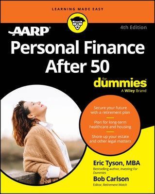 Paperback book titled "Personal Finance After 50 for Dummies" by For Dummies, featuring a cover with financial icons.