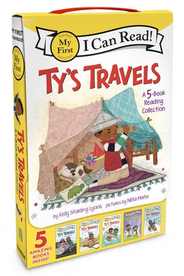 Set of five Ty's Travels paperback books by HarperCollins, featuring colorful covers with travel and adventure themes for children.