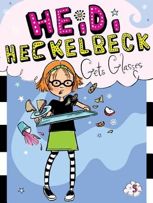 Paperback book titled "Heidi Heckelbeck Gets Glasses" by Little Simon, featuring a colorful cover with Heidi wearing glasses.