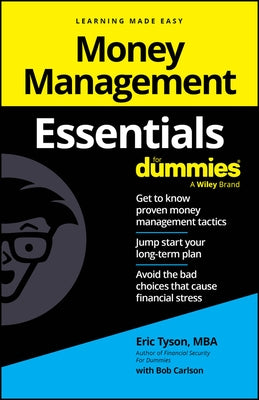 Paperback book titled "Money Management Essentials for Dummies" by For Dummies, featuring a clean cover design with financial graphics.