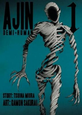 Ajin 1: Demi-Human paperback manga by Vertical Comics showing the cover with artwork of the main character in black and white.