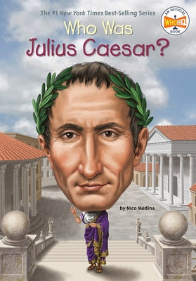 Paperback book titled "Who Was Julius Caesar?" from Penguin Workshop, featuring a cover illustration of Julius Caesar.