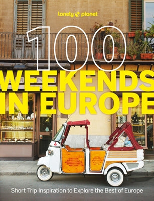 Paperback travel guidebook "100 Weekends in Europe" by Lonely Planet featuring colorful cover design and European city images