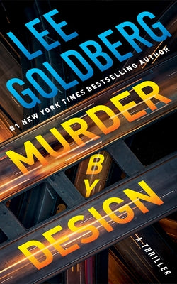 Paperback copy of "Murder by Design: A Thriller" by Thomas & Mercer, featuring a dark, mystery-themed cover with cityscape imagery.