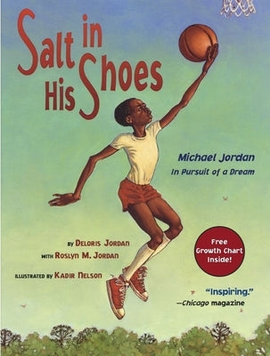 Paperback book cover of "Salt in His Shoes" by Michael Jordan, featuring a young boy and basketball theme.