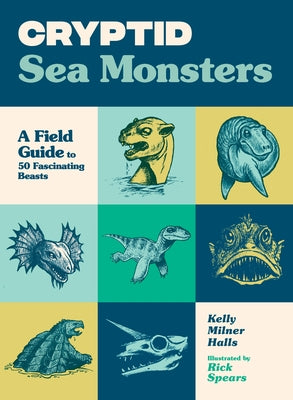 Paperback book titled "Cryptid Sea Monsters" by Little Bigfoot, featuring colorful illustrations of mysterious underwater creatures.