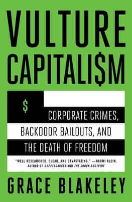Paperback of Vulture Capitalism by Grace Blakeley, showing the book cover with title and author on a plain background