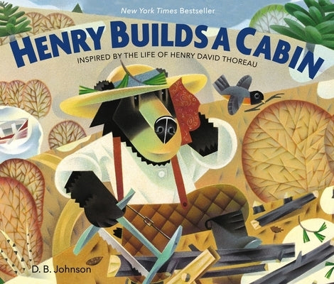 Paperback copy of "Henry Builds a Cabin" by Clarion Books featuring a colorful illustration on the cover.