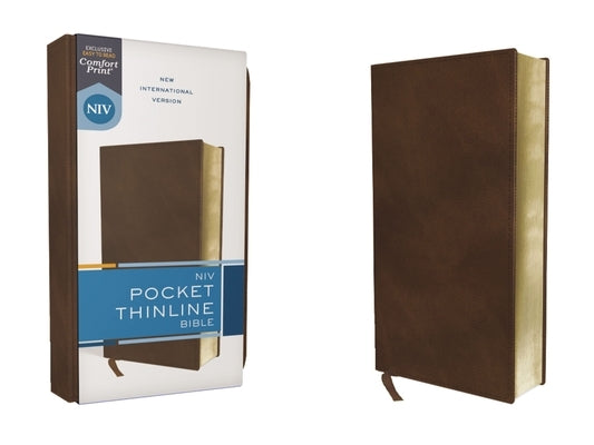 Niv, Pocket Thinline Bible, Leathersoft, Brown, Red Letter, Comfort Print Bible Zondervan