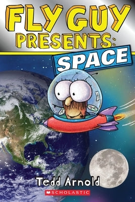 Paperback book titled "Fly Guy Presents: Space" by Scholastic Reference, with colorful space-themed cover art.