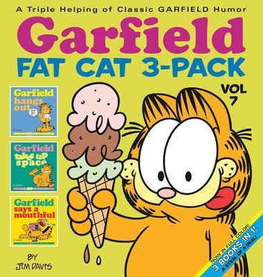 Three Garfield Fat-Cat paperback books from Volume 7 by Random House Worlds, stacked with colorful covers featuring Garfield.