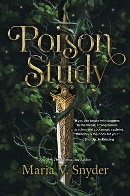 Paperback of Poison Study by Mira Books showing the front cover with dark fantasy artwork and title text.