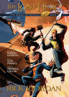 Paperback graphic novel of "Heroes of Olympus Book One: Lost Hero" by Disney Hyperion, featuring illustrated cover art.