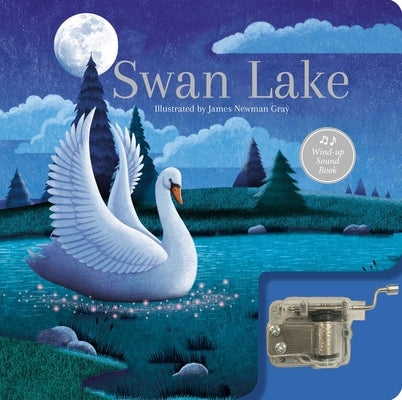 Lake Press Swan Lake: A Musical Book wind-up sound board book with colorful illustrations of swans and ballet dancers.