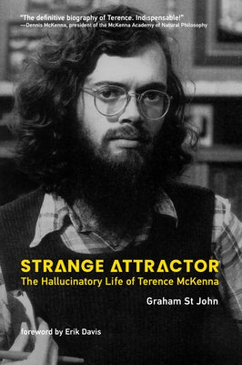 Paperback of Strange Attractor: The Hallucinatory Life of Terence McKenna by MIT Press, featuring the book cover with colorful abstract artwork.